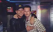 Ferguson (left) on video shoot with Matt Goss 1995