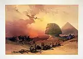 Approach of the Simoom--Desert of Gizeh. Lithograph by Louis Haghe from an original by David Roberts