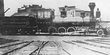 Rochester and Pittsburgh 2-8-0 locomotive, the "Carrollton", on the Salamanca turntable