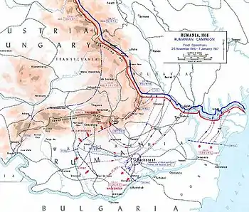 The Romanian Front in 1916-1917. Rebreanu was assigned to the Ghimeș Pass area and tried going from west to east.