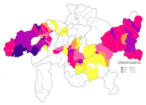 Romansh as the language of best command within the traditional language area in 2000