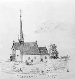 Painting of the old church (c. 1775)