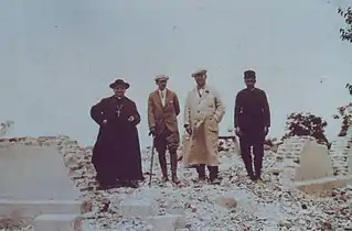 Tsar Boris III of Bulgaria surveying the damage.