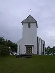 Rørvik Church in August 2013. The fire damage is visible.