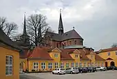 Courtyard view of one of the lateral wings