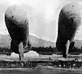 B.F. Goodrich balloons, nicknamed "Elephants" at Ross Field. The hydrogen balloons were 95 feet long with 37,000 cubic feet of gas.