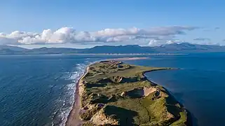 Aerial view of Rossbeigh beach's head