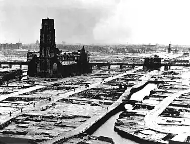 The church and its surroundings in c. 1943–1945