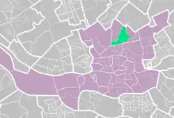 Highlighted position of Hillegersberg in a map of Rotterdam