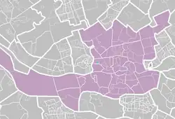 Map of the Rotterdam districts with Witte Dorp marked out