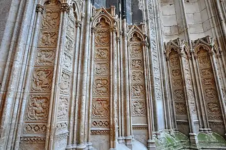 Details of the medallions around the portal- Book of Genesis and fantastic creatures