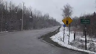 Route 210 is unpaved between Saint-Mathias and Chartierville.