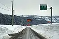 Electronic sign warns of avalanche danger near Tsunan, Niigata