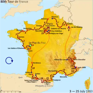 Route of the 1993 Tour de France