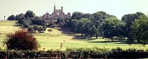 The centuries-old Flamsteed House overlooking Greenwich Park in London. The statue at left is of Major General James Wolfe, who died capturing Quebec in 1759, and was buried in St Alfege Church, Greenwich