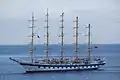 Royal Clipper anchored in Martinique (Caribbean Sea side) in March 2018.