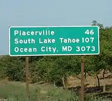 Mileage sign at the western terminus of US 50