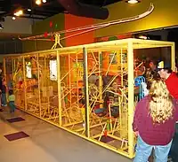 A Rube Goldbergian–style machine in the main lobby that creates music via user-dropped billiard balls.