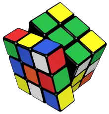 A partially turned Rubik's cube