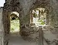 Burgruine Hardegg. The interior shows round Romanesque and pointed Gothic arches.