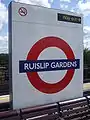 Roundel on westbound platform face