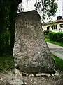 Rune stone previously located in the foundation of the north wall of the ruins of the monastery of Saint Lawrence.