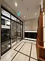 The resident lobby in the Deco Tower within the Concept Blue Apartments redevelopment of the Police HQ.