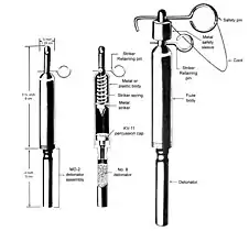 Alternative design of USSR booby trap firing device - pull fuze: normally connected to tripwire