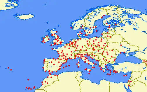 Ryanair Destination Map as of Nov 2021