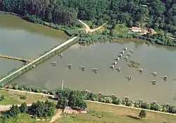 an aerial view of Sárvíz Lake