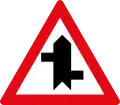 Staggered side-road junctions ahead