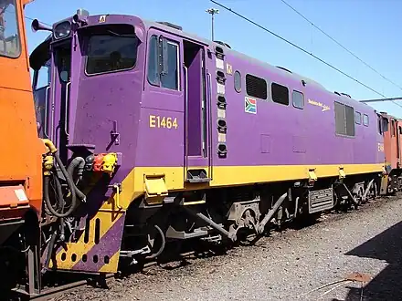 No. E1464 in the Passenger Rail Agency of South Africa's Shosholoza Meyl livery at Bellville Depot, 26 January 2010