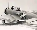 A U.S. Marine Corps Douglas SBD-2 Dauntless of Marine scout bombing squadron VMSB-241 on Midway Atoll, 4 June 1942.