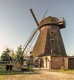 Dutch windmill in the village