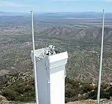 The vector spectromagnetograph mounted on top of the Kitt Peak Synoptic Optical Long-term Investigations of the Sun (SOLIS) Tower, formerly the vacuum telescope tower.