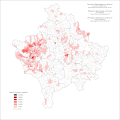 Distribution of Montenegrins on Kosovo and Metohija by settlements 1971.