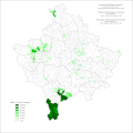 Distribution of Muslims on Kosovo and Metohija by settlements 1981.