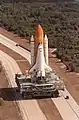 The Space Shuttle Atlantis is moved back to the VAB in January 2001 after the launch of STS-98 was scrubbed