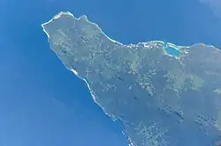 Satellite photo of Vaisigano district showing west coast and Asau Bay on the north, west end of Savai'i island. (NASA photo)