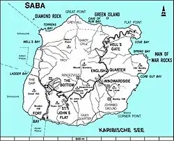 Map of Saba showing Windwardside