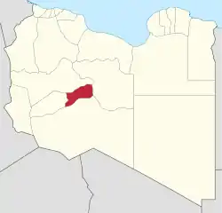 Map of Libya with Sabha district highlighted