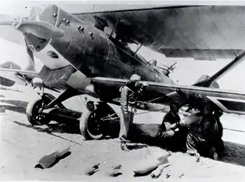 Image 24First female combat pilot, Sabiha Gökçen, reviews her Breguet 19 (from History of aviation)