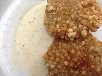 Closeup of sabudana vada with chutney