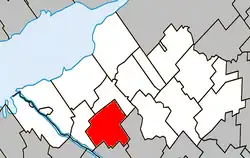 Location within Nicolet-Yamaska RCM.