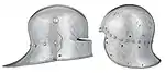 Main types of sallets: German (left), Italian (right)]