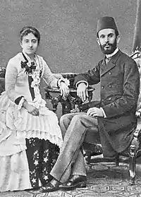 Image 43Sami Frashëri (1850–1904) and his wife Emine, May 1884. (from Culture of Turkey)