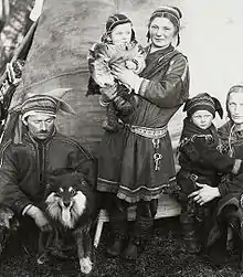 Image 70Sámi / Laplander family in traditional costumes from Finland. (from Culture of Finland)