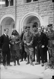 The Emir at the Cairo Conference with T. E. Lawrence, Air Marshal Sir Geoffrey Salmond and Sir Wyndham Deedes, March 1921