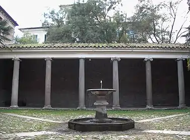 The atrium at the Basilica di San Clemente, Rome, with reused Ancient Roman columns