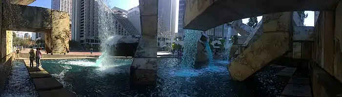 Panoramic photo taken from inside Vaillancourt Fountain